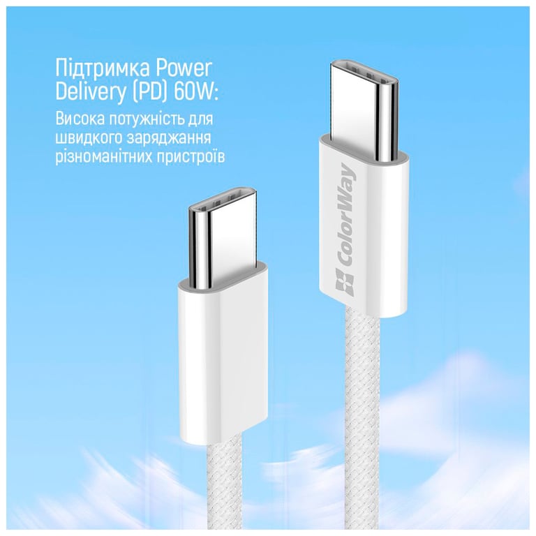 Дата кабель USB-C to USB-C 1.0m 60W 3.0А grey ColorWay (CW-CBPDCC061-GR) - фото 10
