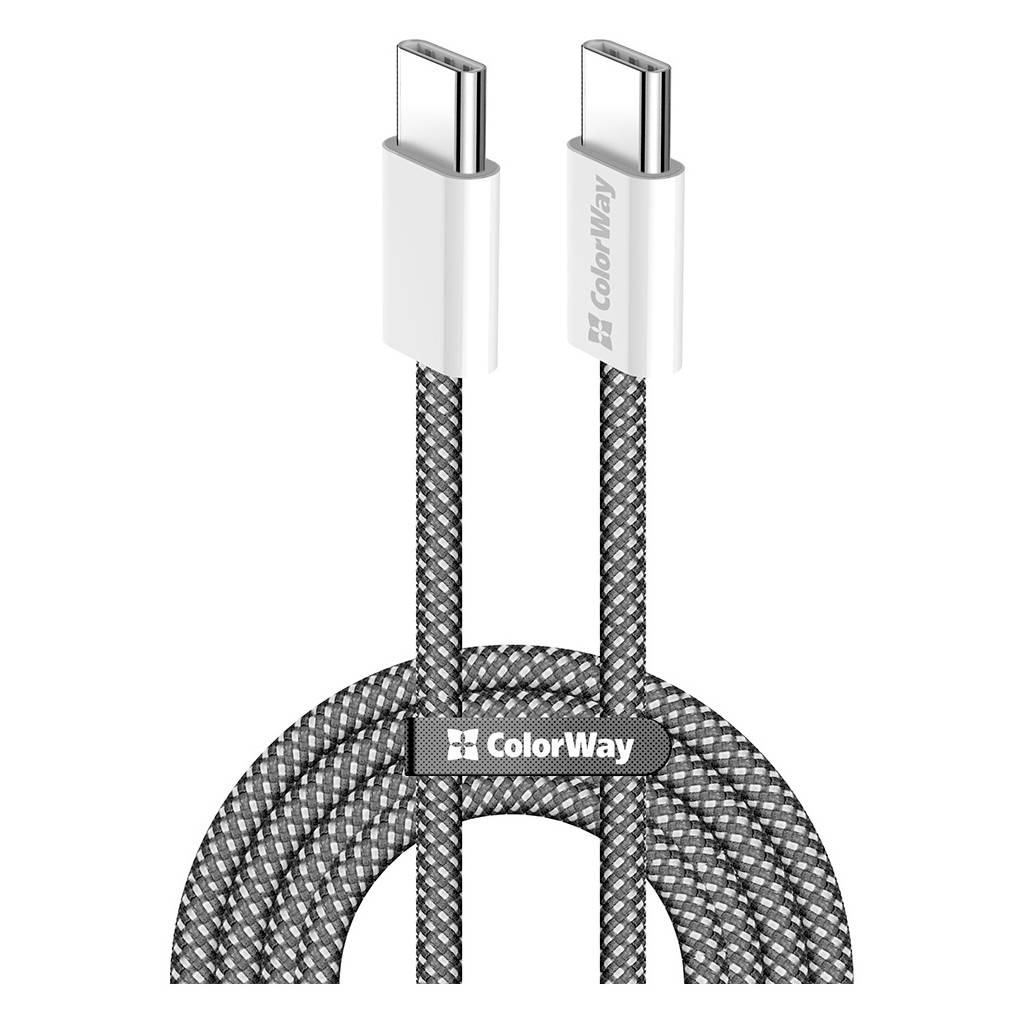 Дата кабель USB-C to USB-C 1.0m 60W 3.0А black ColorWay (CW-CBPDCC061-BK) - фото 1