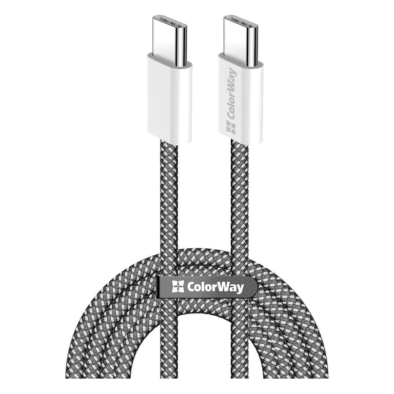 Дата кабель USB-C to USB-C 1.0m 60W 3.0А black ColorWay (CW-CBPDCC061-BK) - фото 1