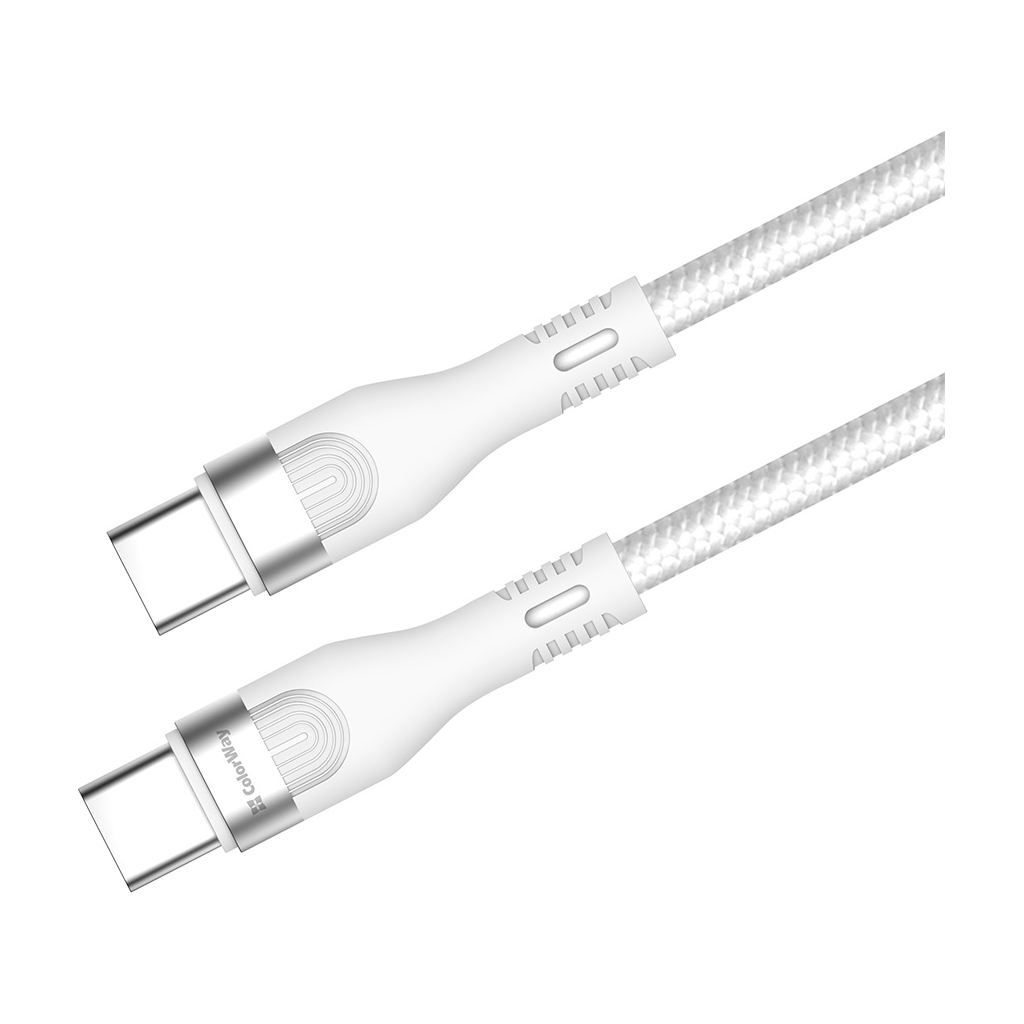 Дата кабель USB-C to USB-C 1.0m (PD Fast Charging 240W) 5А white ColorWay (CW-CBPDCC065-WT) - фото 3 Дата кабель USB-C to USB-C 1.0m (PD Fast Charging 240W) 5А white ColorWay (CW-CBPDCC065-WT) - фото 3