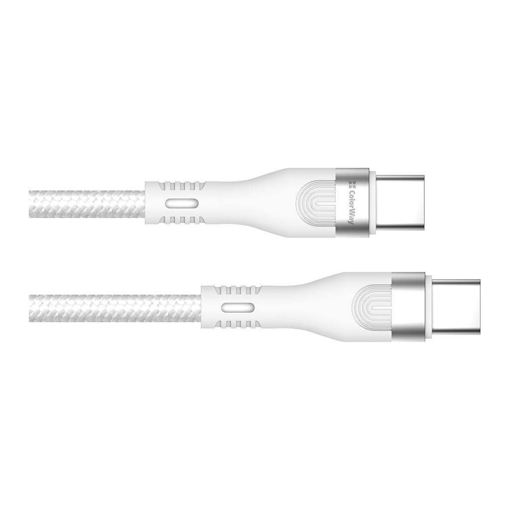 Дата кабель USB-C to USB-C 1.0m (PD Fast Charging 240W) 5А white ColorWay (CW-CBPDCC065-WT) - фото 4 Дата кабель USB-C to USB-C 1.0m (PD Fast Charging 240W) 5А white ColorWay (CW-CBPDCC065-WT) - фото 4