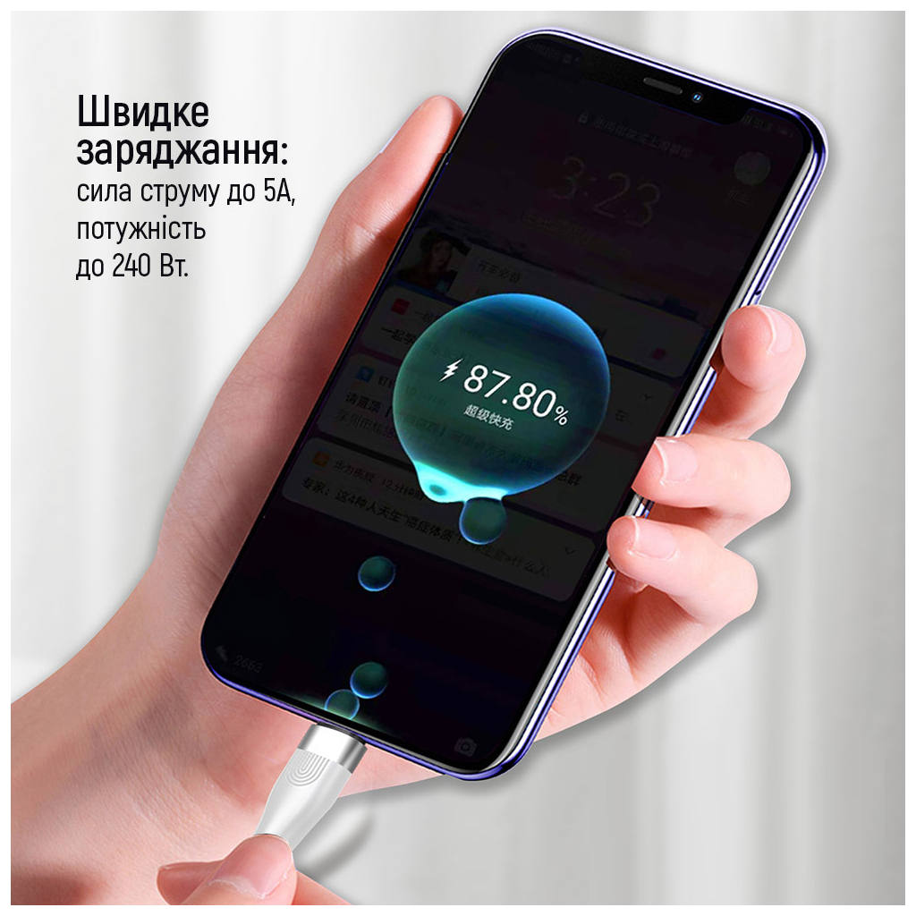 Дата кабель USB-C to USB-C 1.0m (PD Fast Charging 240W) 5А white ColorWay (CW-CBPDCC065-WT) - фото 9 Дата кабель USB-C to USB-C 1.0m (PD Fast Charging 240W) 5А white ColorWay (CW-CBPDCC065-WT) - фото 9