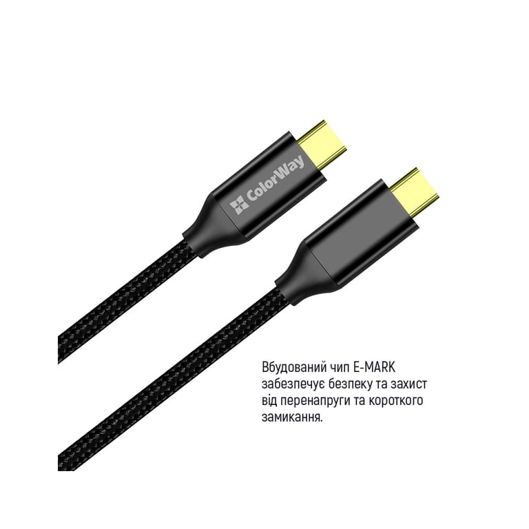 Дата кабель USB-C to USB-C 1.0m USB3.2 (20Gbps 4K PD100W) Gen2 5А black ColorWay (CW-CBPDCC062-BK) - фото 12
