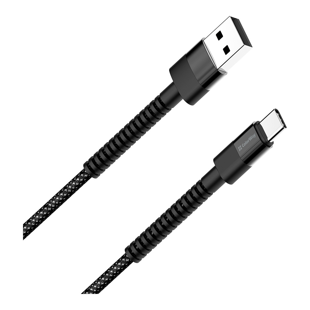 Дата кабель USB 2.0 AM to USB-C 1.0m 2.4А black ColorWay (CW-CBUC063-BK) - фото 3 Дата кабель USB 2.0 AM to USB-C 1.0m 2.4А black ColorWay (CW-CBUC063-BK) - фото 3