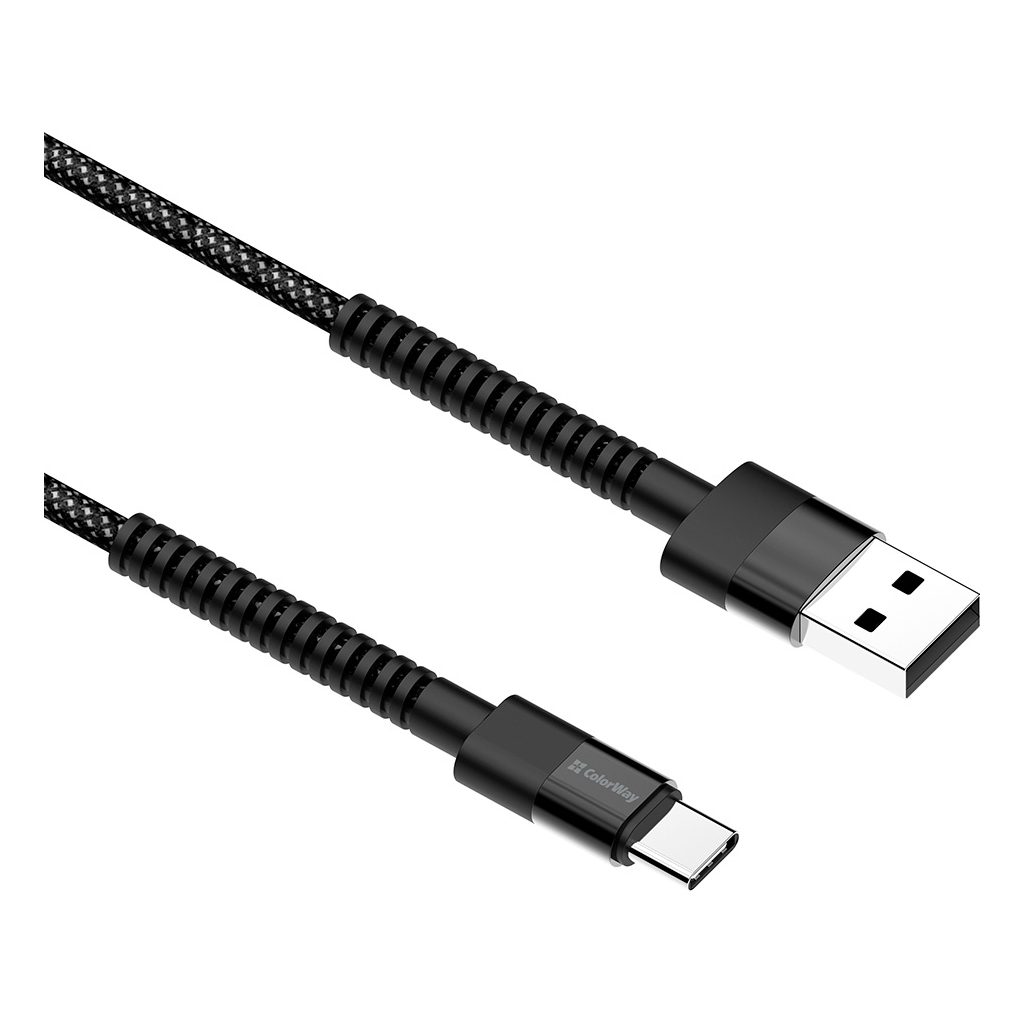 Дата кабель USB 2.0 AM to USB-C 1.0m 2.4А black ColorWay (CW-CBUC063-BK) - фото 4 Дата кабель USB 2.0 AM to USB-C 1.0m 2.4А black ColorWay (CW-CBUC063-BK) - фото 4