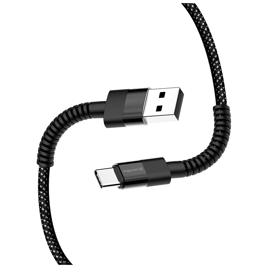 Дата кабель USB 2.0 AM to USB-C 1.0m 2.4А black ColorWay (CW-CBUC063-BK) - фото 5 Дата кабель USB 2.0 AM to USB-C 1.0m 2.4А black ColorWay (CW-CBUC063-BK) - фото 5