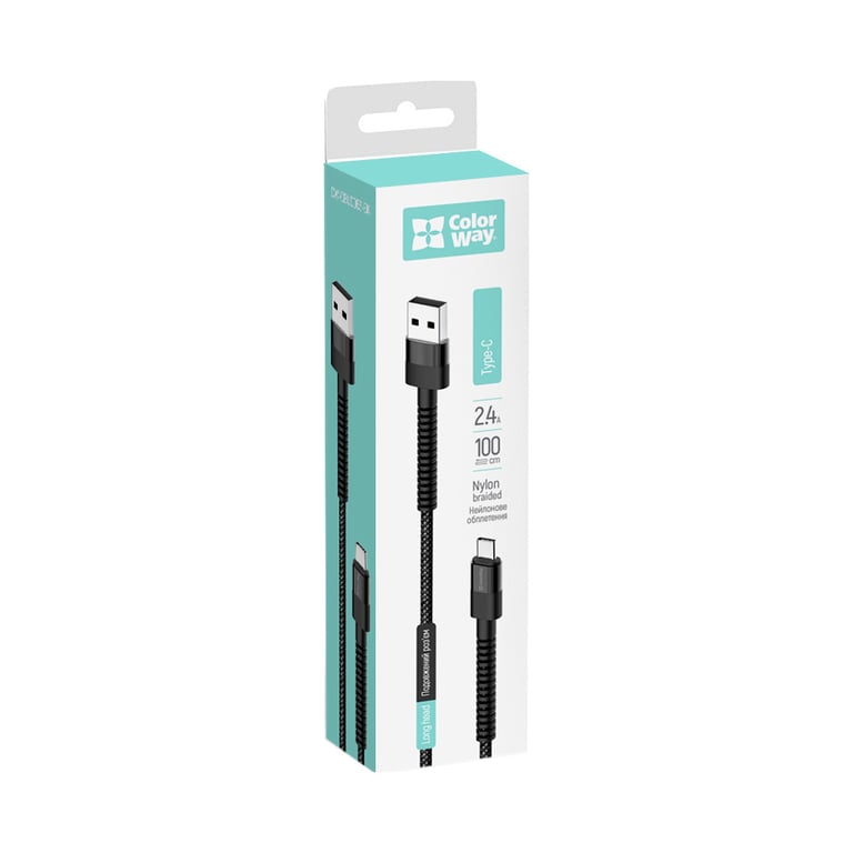 Дата кабель USB 2.0 AM to USB-C 1.0m 2.4А black ColorWay (CW-CBUC063-BK) - фото 6