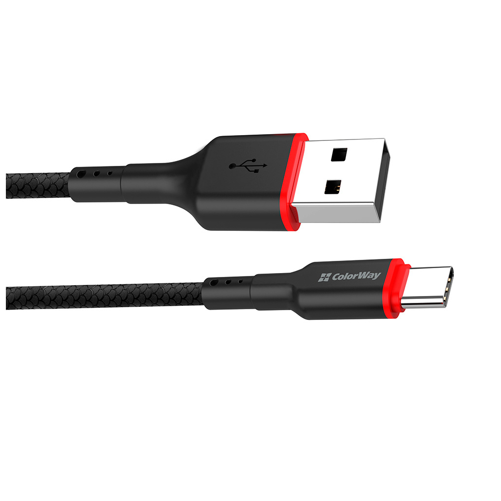 Дата кабель USB 2.0 AM to USB-C 1.0m 2.4А black ColorWay (CW-CBUC064-BK) - фото 2 Дата кабель USB 2.0 AM to USB-C 1.0m 2.4А black ColorWay (CW-CBUC064-BK) - фото 2