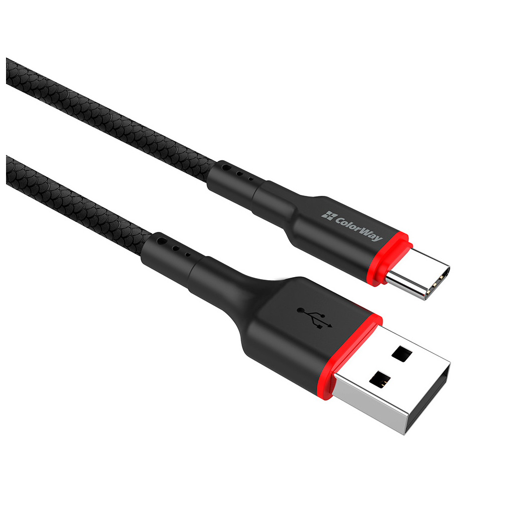Дата кабель USB 2.0 AM to USB-C 1.0m 2.4А black ColorWay (CW-CBUC064-BK) - фото 4 Дата кабель USB 2.0 AM to USB-C 1.0m 2.4А black ColorWay (CW-CBUC064-BK) - фото 4