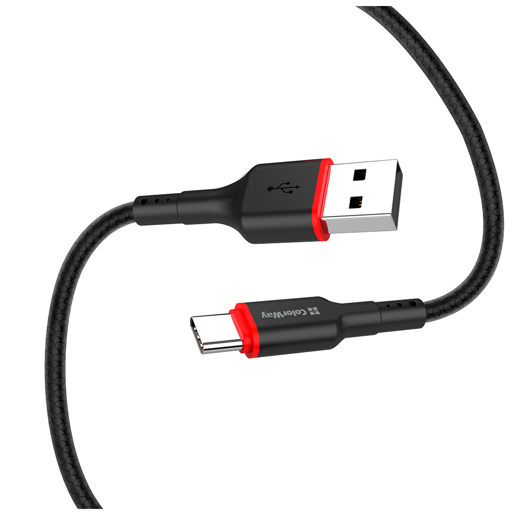 Дата кабель USB 2.0 AM to USB-C 1.0m 2.4А black ColorWay (CW-CBUC064-BK) - фото 5 Дата кабель USB 2.0 AM to USB-C 1.0m 2.4А black ColorWay (CW-CBUC064-BK) - фото 5