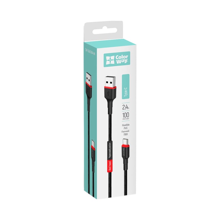 Дата кабель USB 2.0 AM to USB-C 1.0m 2.4А black ColorWay (CW-CBUC064-BK) - фото 6