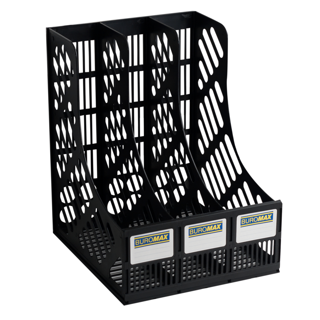 Лоток для паперів Buromax вертикальний 3 в 1 чорний (BM.6100) - фото 1 Лоток для паперів Buromax вертикальний 3 в 1 чорний (BM.6100) - фото 1