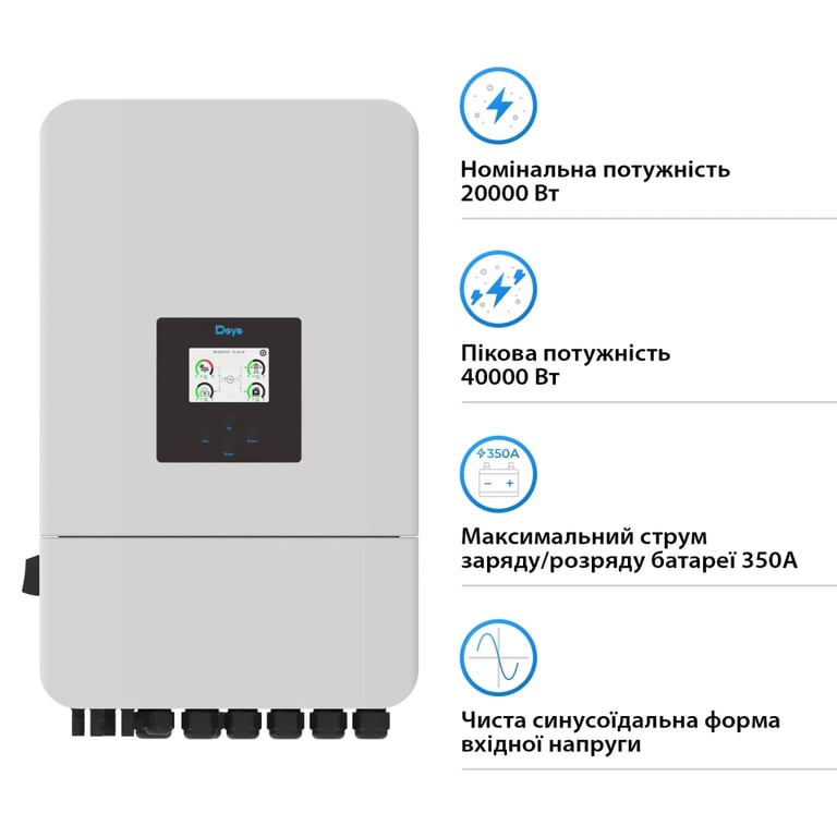 Сонячний інвертор Deye SUN-20K-SG05LP3-EU-SM2, 20кВт (SUN-20K-SG05LP3-EU-SM2) - фото 2