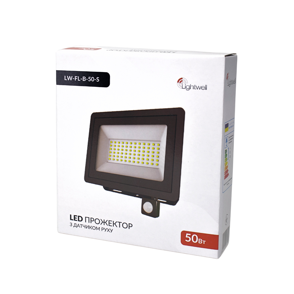 Прожектор Lightwell LW-FL-B-50-S 50 W з датчиком руху - фото 4 Прожектор Lightwell LW-FL-B-50-S 50 W з датчиком руху - фото 4