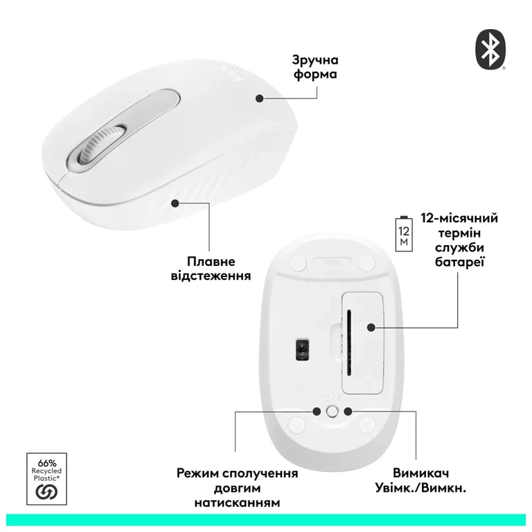 Мишка Logitech M196 Bluetooth Off-White (910-007460) - фото 12