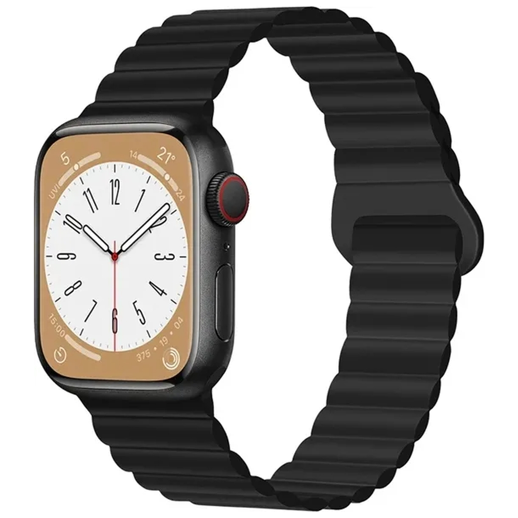 Ремінець до смарт-годинника Drobak Silicone Magnetic Link для Apple Watch All Series Ultra 2 49/45/44/42mm Dark black (898929) - фото 1