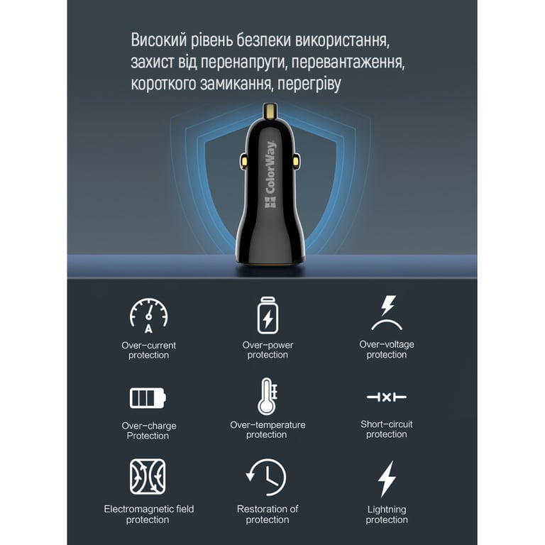 Зарядний пристрій ColorWay PowerDelivery PPS USB (USB-A + USB-C) (60W) Black (CW-CHA046PD-BK) - фото 12