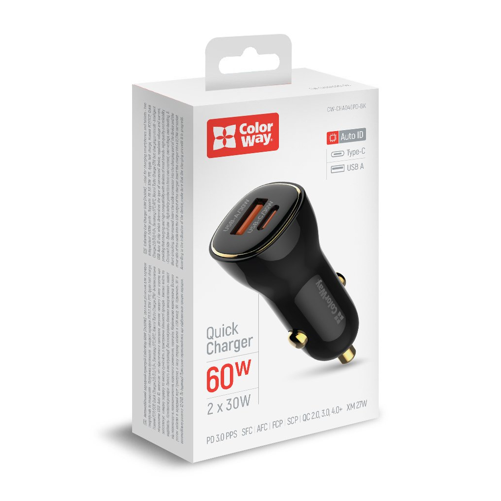 Зарядний пристрій ColorWay PowerDelivery PPS USB (USB-A + USB-C) (60W) Black (CW-CHA046PD-BK) - фото 9 Зарядний пристрій ColorWay PowerDelivery PPS USB (USB-A + USB-C) (60W) Black (CW-CHA046PD-BK) - фото 9