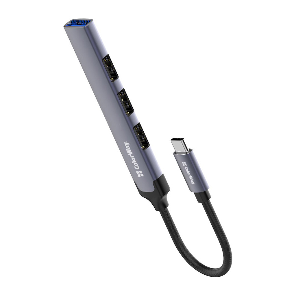 Концентратор ColorWay USB-C 4-в-1 USB2.0х3/USB3.0 (CW-HUB04) Концентратор ColorWay USB-C 4-в-1 USB2.0х3/USB3.0 (CW-HUB04)