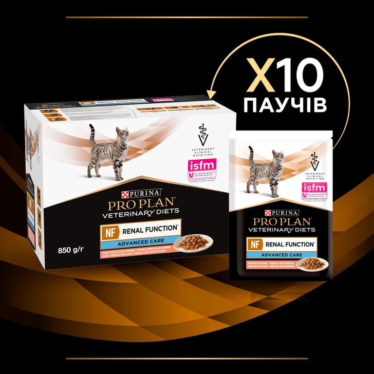 Вологий корм для кішок Purina Pro Plan Veterinary Diets NF Renal Function Advanced Care При патології нирок З лососем 10 x 85 г (7613287873699) - фото 8