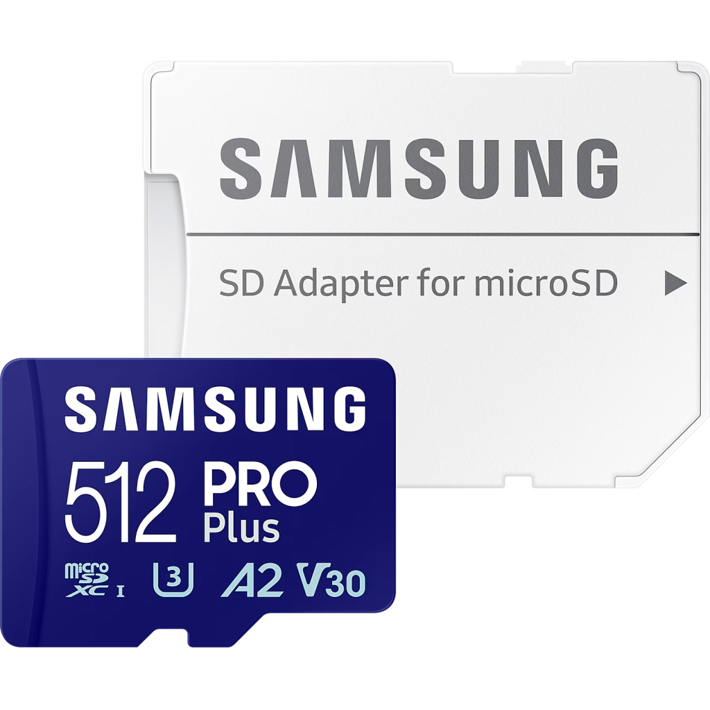Карта пам'яті Samsung 512 GB microSDXC Pro Plus UHS-I U3 V30 A2 Class 10 + SD-adap (MB-MD512SA/EU) - фото 1