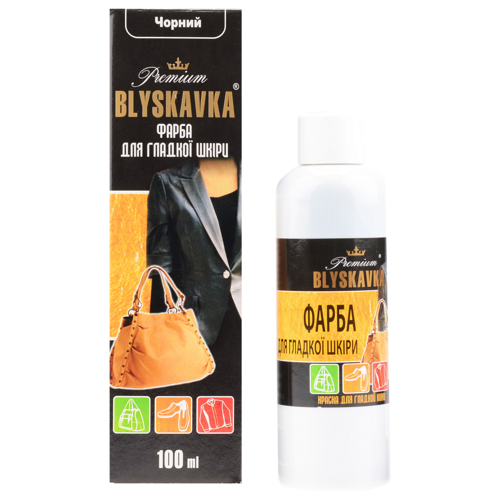 Фарба для взуття Blyskavka Для гладкої шкіри Чорна 100 мл (4820055140874) - фото 1