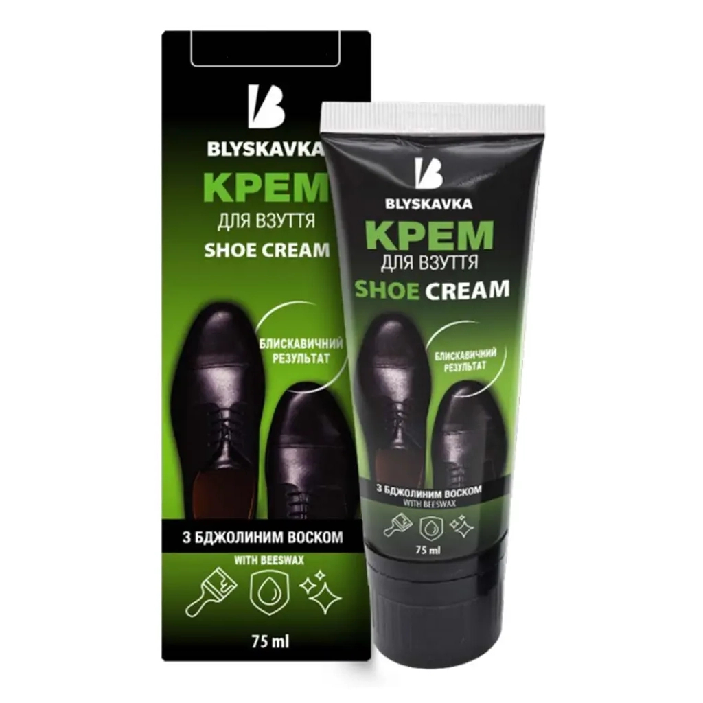 Крем для взуття Blyskavka З аплікатором Чорний 75 мл (4820055140270) - фото 1 Крем для взуття Blyskavka З аплікатором Чорний 75 мл (4820055140270) - фото 1