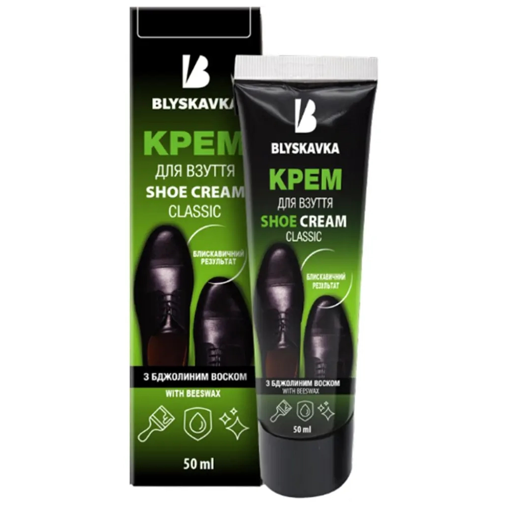 Крем для взуття Blyskavka Чорний 50 мл (4820055140300) - фото 1 Крем для взуття Blyskavka Чорний 50 мл (4820055140300) - фото 1