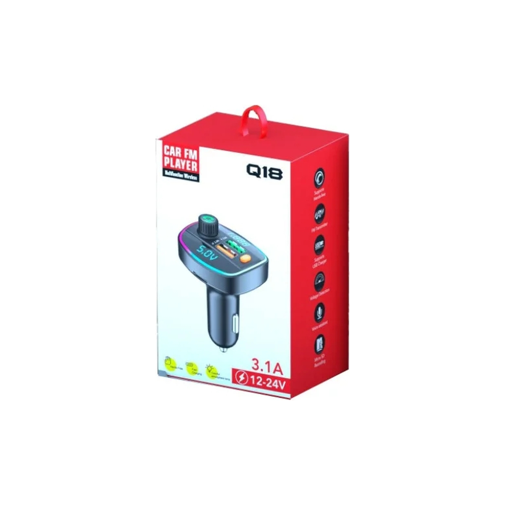 FM модулятор Voltronic Q18 з еквалайзером, 3.1A, USB, TF (FM-Q18EQ) FM модулятор Voltronic Q18 з еквалайзером, 3.1A, USB, TF (FM-Q18EQ)