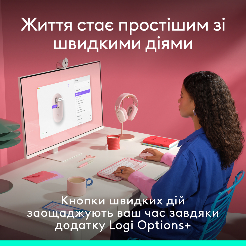 Мишка Logitech POP Mouse With Emoji Bluetooth Rose (910-007413) - фото 4 Мишка Logitech POP Mouse With Emoji Bluetooth Rose (910-007413) - фото 4