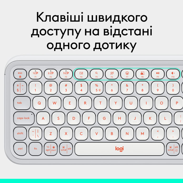 Клавіатура Logitech POP Icon Keys Bluetooth UA Off-White (920-013072) - фото 8