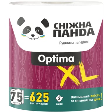 Паперові рушники Сніжна Панда Optima XL 2 шари 1 рулон (4820183972590) - фото 1