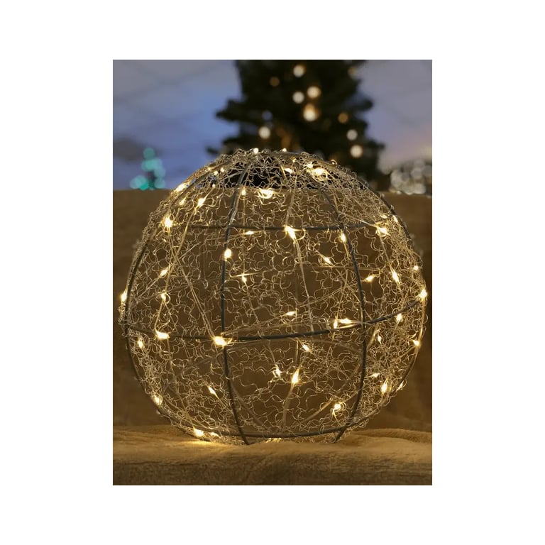 Прикраса декоративна Luca Lighting Куля Срібна D25 см 30 led (8718861660951) - фото 3