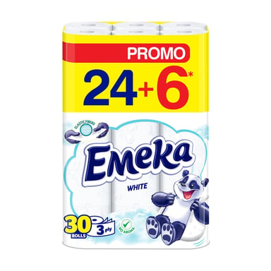 Туалетний папір Emeka White 3 шари 30 рулонів (3800024035296) - фото 1