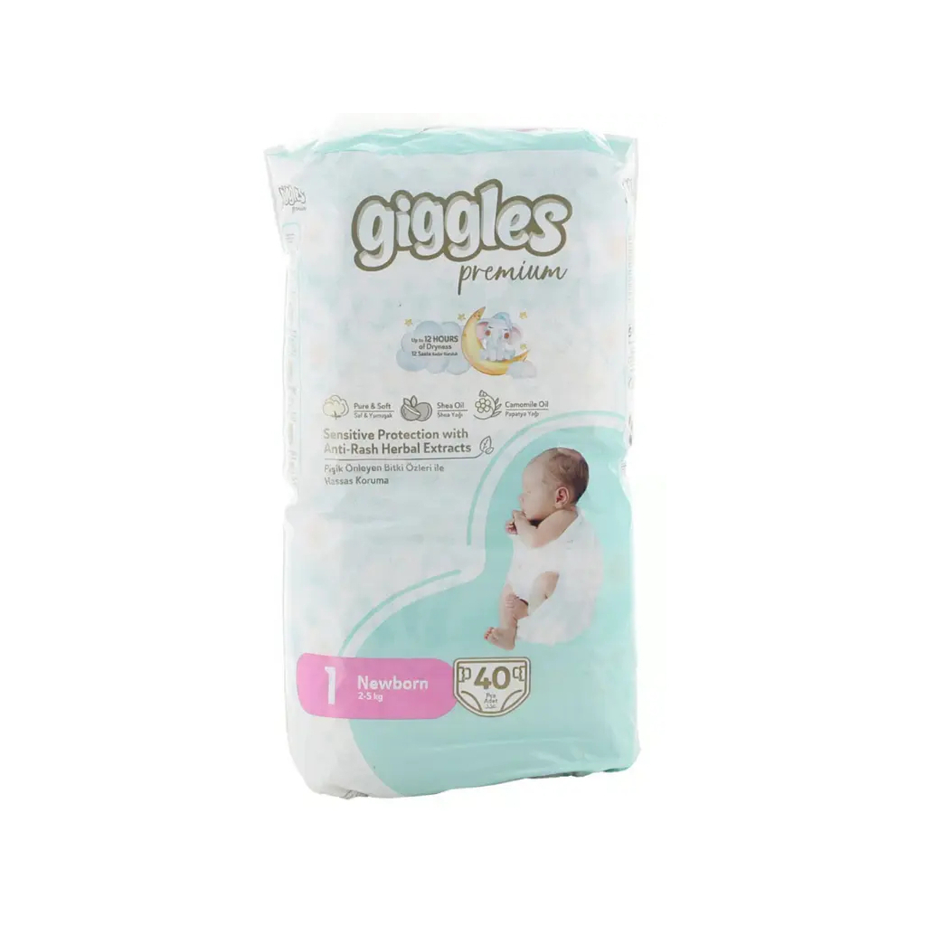 Підгузки Giggles Premium 1 Newborn 2-5 кг 40 шт (8680131206872) - фото 1 Підгузки Giggles Premium 1 Newborn 2-5 кг 40 шт (8680131206872) - фото 1