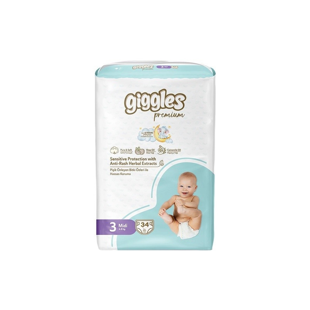 Підгузки Giggles Premium 3 Midi 4-9 кг 34 шт (8680131206896) - фото 1