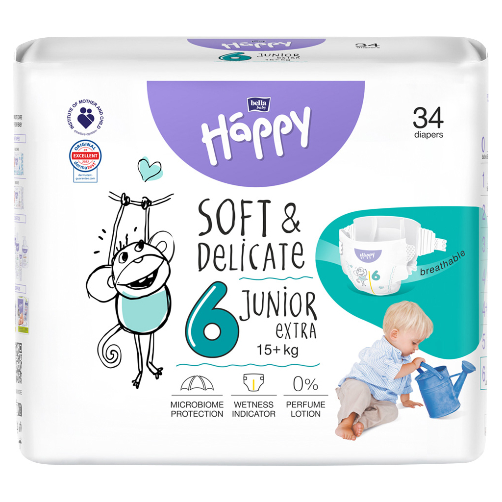 Підгузки Bella Happy 6 Junior Extra 15+ кг 34 шт (5900516605544) - фото 1 Підгузки Bella Happy 6 Junior Extra 15+ кг 34 шт (5900516605544) - фото 1