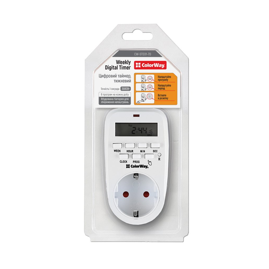 Розумна розетка ColorWay CW-STE01-7D - фото 7 Розумна розетка ColorWay CW-STE01-7D - фото 7