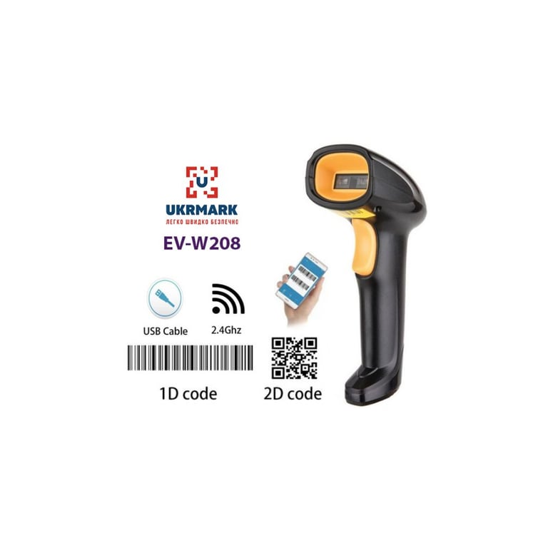 Сканер штрих-коду UKRMARK EV-W208 2D, wireless, USB (900564) - фото 1