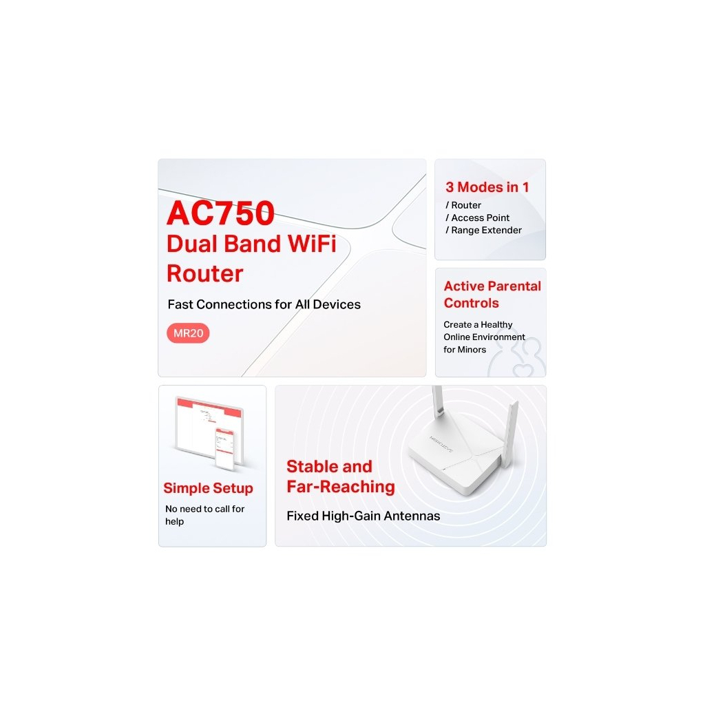 Маршрутизатор Mercusys MR20 - фото 5 Маршрутизатор Mercusys MR20 - фото 5