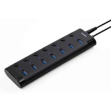 Концентратор Vinga USB3.0 to 7*USB3.0 1m cable with Switch and Power Adapter (VHA3A7B) - фото 1