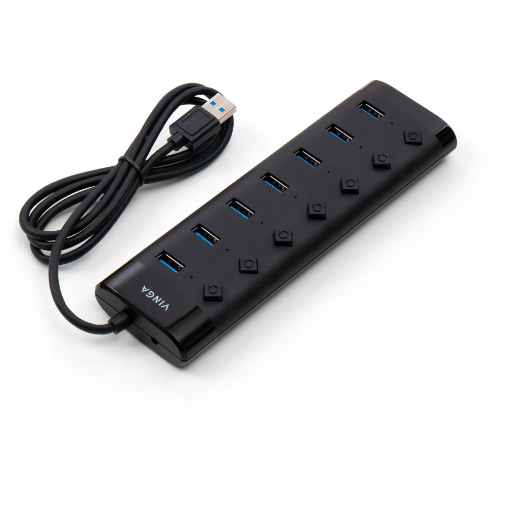Концентратор Vinga USB3.0 to 7*USB3.0 1m cable with Switch and Power Adapter (VHA3A7B) - фото 4 Концентратор Vinga USB3.0 to 7*USB3.0 1m cable with Switch and Power Adapter (VHA3A7B) - фото 4