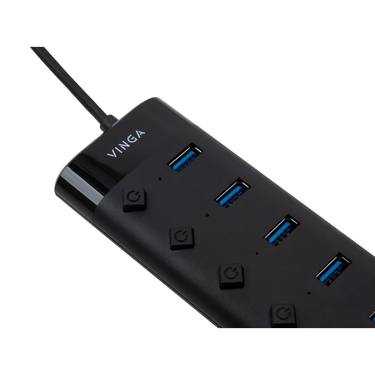 Концентратор Vinga USB3.0 to 7*USB3.0 1m cable with Switch and Power Adapter (VHA3A7B) - фото 5