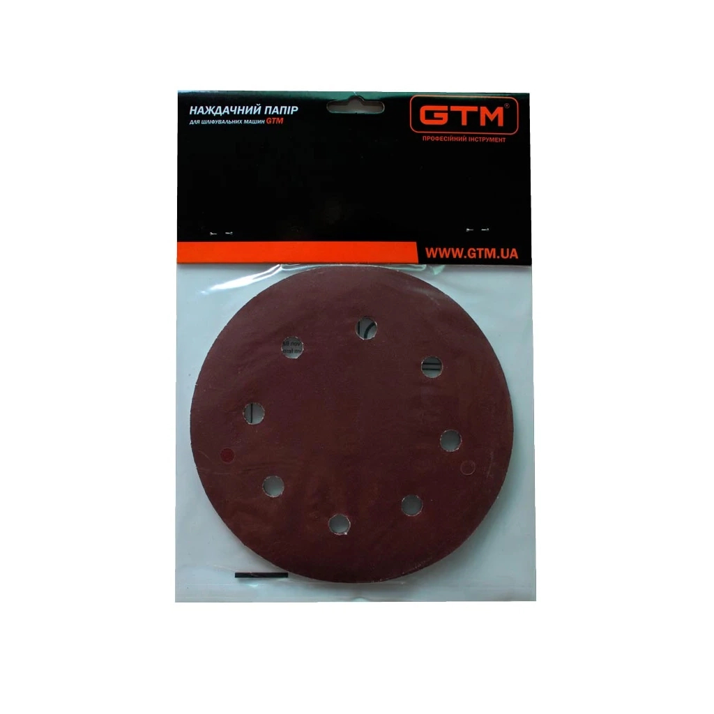 Наждачний папір GTM круг з отворами 180мм Р-120, липучка, 5шт. (SZS180L P120) - фото 2 Наждачний папір GTM круг з отворами 180мм Р-120, липучка, 5шт. (SZS180L P120) - фото 2