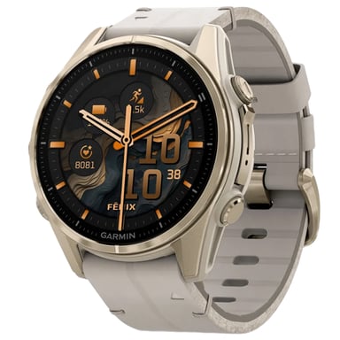 Смарт-годинник Garmin fenix 8 43mm, AMOLED, Saph, SftGldSS/FogGryLeatherBnd, Excl, GPS (010-02903-40) - фото 1