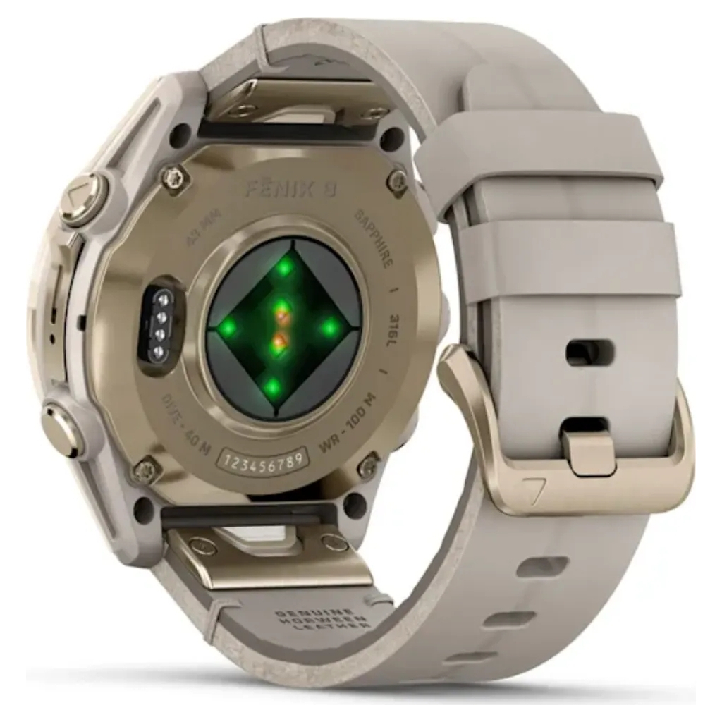 Смарт-годинник Garmin fenix 8 43mm, AMOLED, Saph, SftGldSS/FogGryLeatherBnd, Excl, GPS (010-02903-40) - фото 6 Смарт-годинник Garmin fenix 8 43mm, AMOLED, Saph, SftGldSS/FogGryLeatherBnd, Excl, GPS (010-02903-40) - фото 6