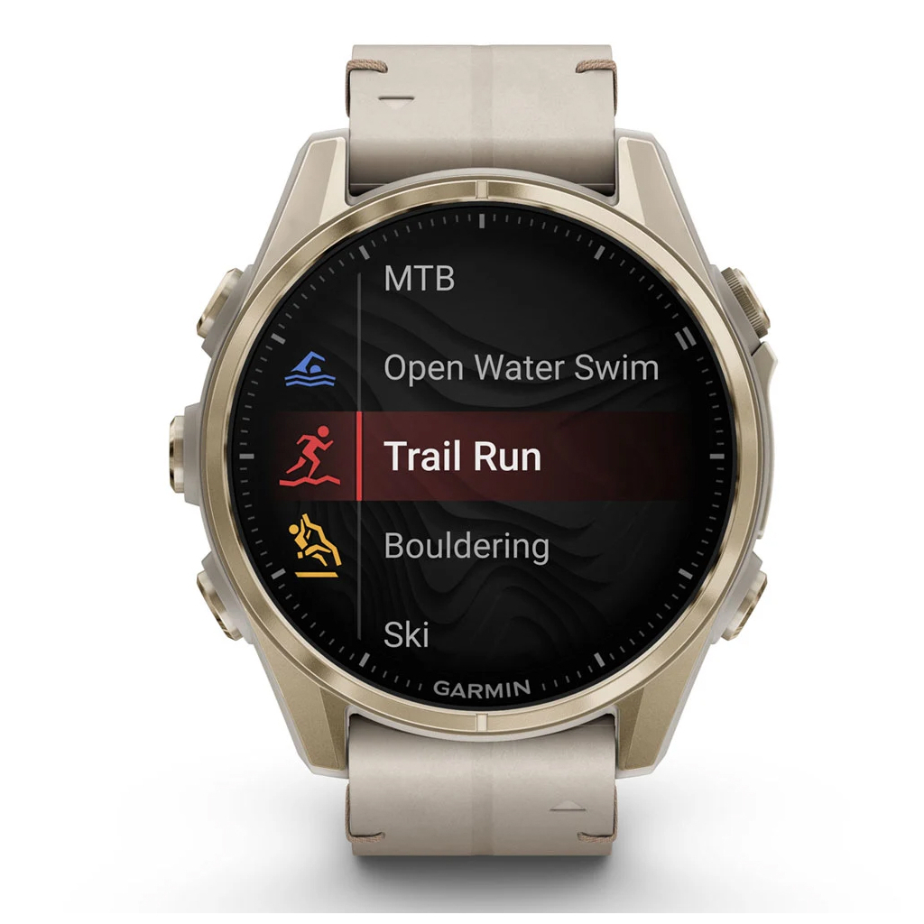 Смарт-годинник Garmin fenix 8 43mm, AMOLED, Saph, SftGldSS/FogGryLeatherBnd, Excl, GPS (010-02903-40) - фото 7 Смарт-годинник Garmin fenix 8 43mm, AMOLED, Saph, SftGldSS/FogGryLeatherBnd, Excl, GPS (010-02903-40) - фото 7
