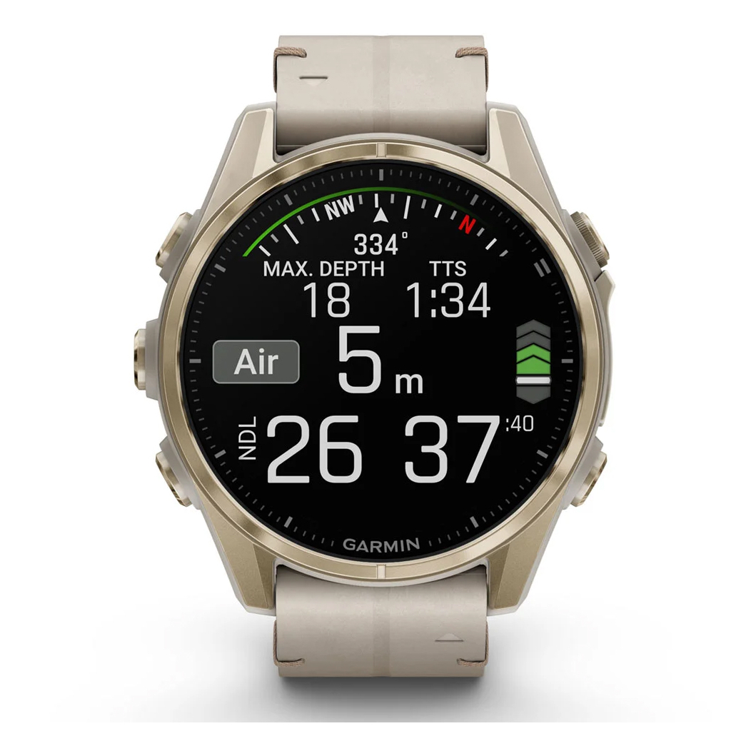 Смарт-годинник Garmin fenix 8 43mm, AMOLED, Saph, SftGldSS/FogGryLeatherBnd, Excl, GPS (010-02903-40) - фото 8 Смарт-годинник Garmin fenix 8 43mm, AMOLED, Saph, SftGldSS/FogGryLeatherBnd, Excl, GPS (010-02903-40) - фото 8