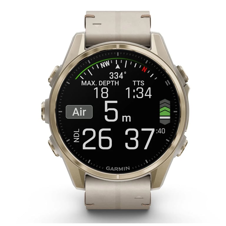 Смарт-годинник Garmin fenix 8 43mm, AMOLED, Saph, SftGldSS/FogGryLeatherBnd, Excl, GPS (010-02903-40) - фото 8