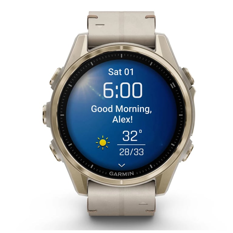Смарт-годинник Garmin fenix 8 43mm, AMOLED, Saph, SftGldSS/FogGryLeatherBnd, Excl, GPS (010-02903-40) - фото 9